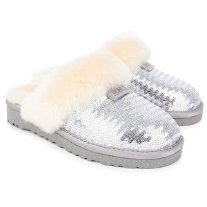 Ugg Silver Sequin Dazzle Slippers Like New Size 4